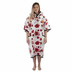 Poncho Surf All-In V Beach Crew - Coquelicot / Ecru Waffle
