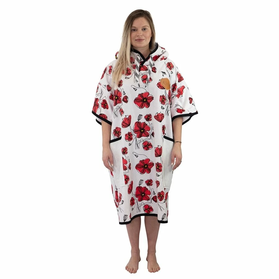 Poncho Surf All-In V Beach Crew - Coquelicot / Ecru Waffle 3 Poncho Surf All-In V Beach Crew - Coquelicot / Ecru Waffle