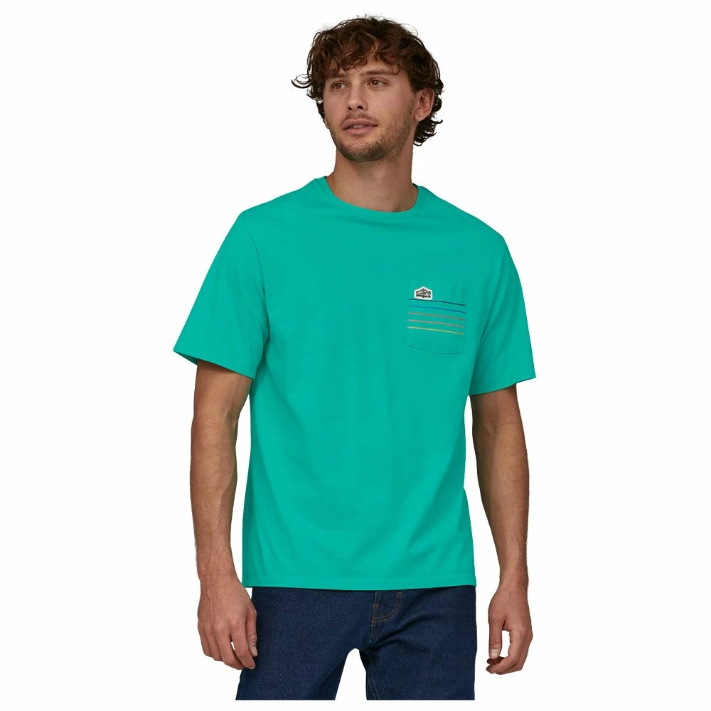 Tee-shirt Patagonia M Line Logo Ridge Stripe Organic Pocket Fresh Teal 5 Tee-shirt Patagonia M Line Logo Ridge Stripe Organic Pocket Fresh Teal – Image 3