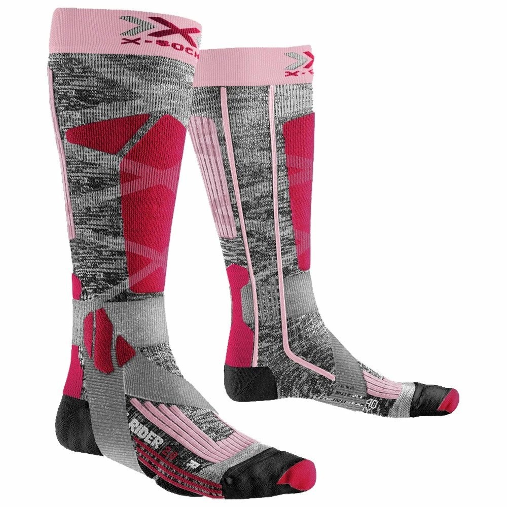 X-Socks Chaussettes X Socks Ski Rider Lady 4.0 Gris Rose 4 X-Socks Chaussettes X Socks Ski Rider Lady 4.0 Gris Rose – Image 2