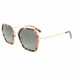 Lunettes De Soleil Binocle Eyewear Agatha Gold Tortoise Pink Grey Polarized