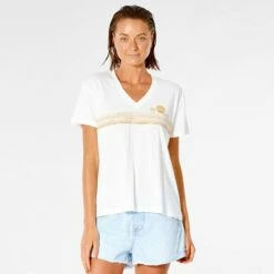 Tee-shirt Rip Curl Sunset V-Neck - Bone