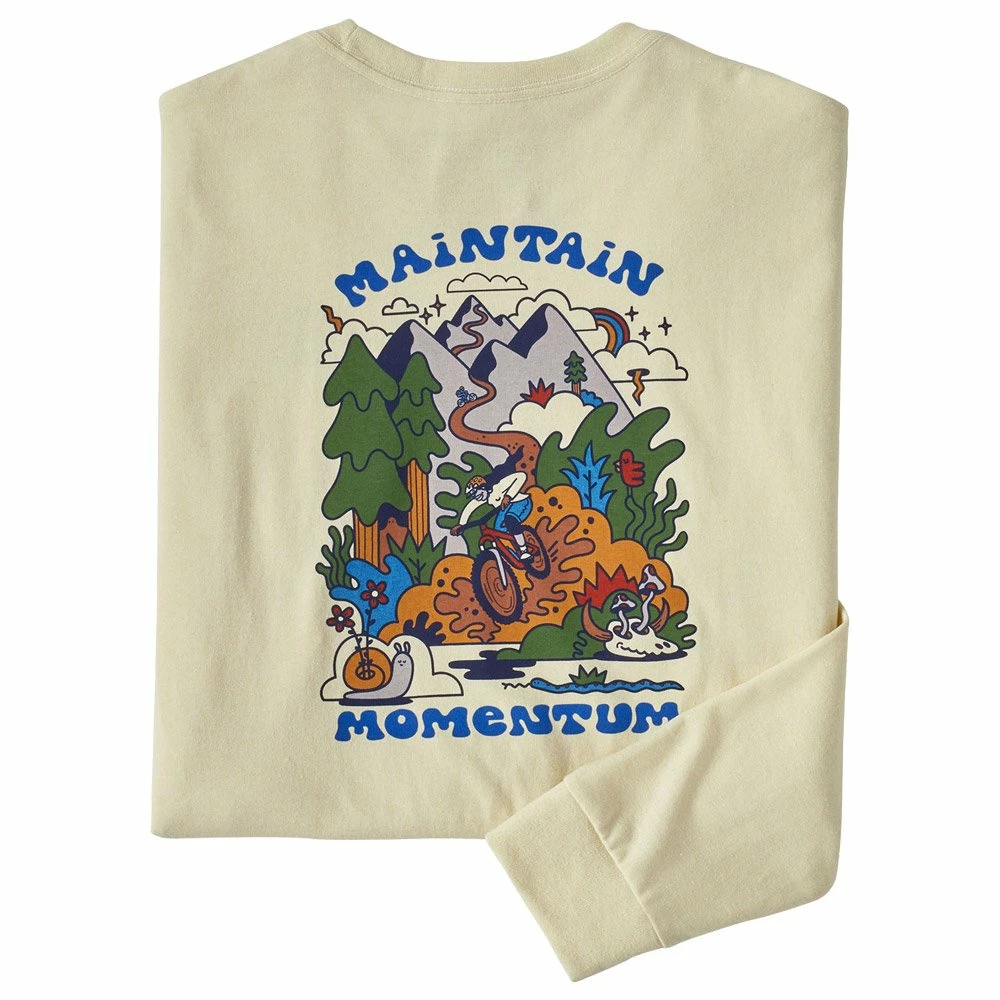 Tee-shirt Patagonia M's Long Sleeved Maintain Momentum Pocket Responsibili-Tee Birch White 5 Tee-shirt Patagonia M's Long Sleeved Maintain Momentum Pocket Responsibili-Tee Birch White – Image 3