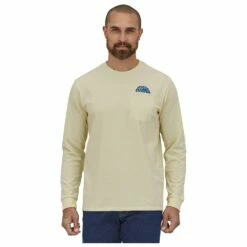 Tee-shirt Patagonia M's Long Sleeved Maintain Momentum Pocket Responsibili-Tee Birch White