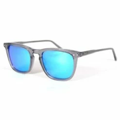 Lunettes De Soleil Binocle Eyewear Square Shiny Grey Ice Blue Mirror Polarized