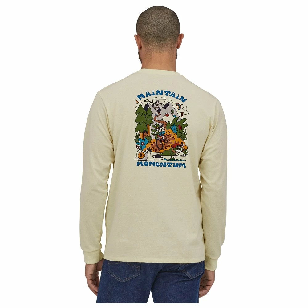 Tee-shirt Patagonia M's Long Sleeved Maintain Momentum Pocket Responsibili-Tee Birch White 4 Tee-shirt Patagonia M's Long Sleeved Maintain Momentum Pocket Responsibili-Tee Birch White – Image 2